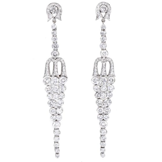 Vintage 10.48cttw Diamond Platinum Cascading Drop Earrings
