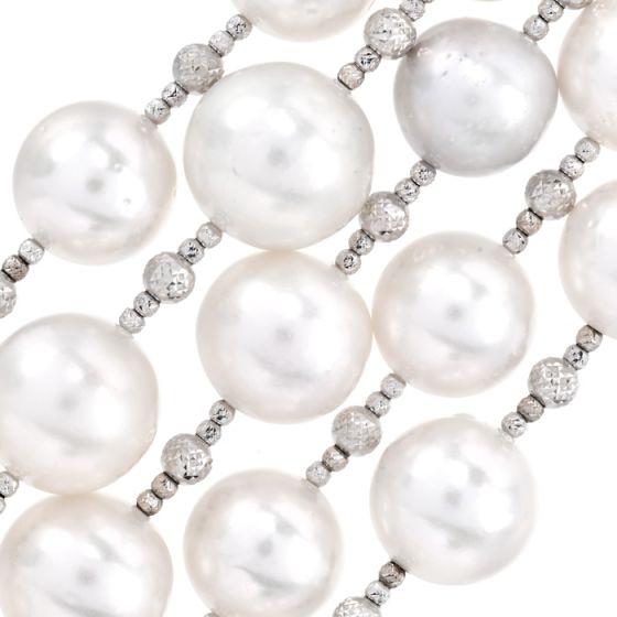 Estate Diamond South Sea Pearl Multi Row Wrap Bracelet-Dover Jewelry