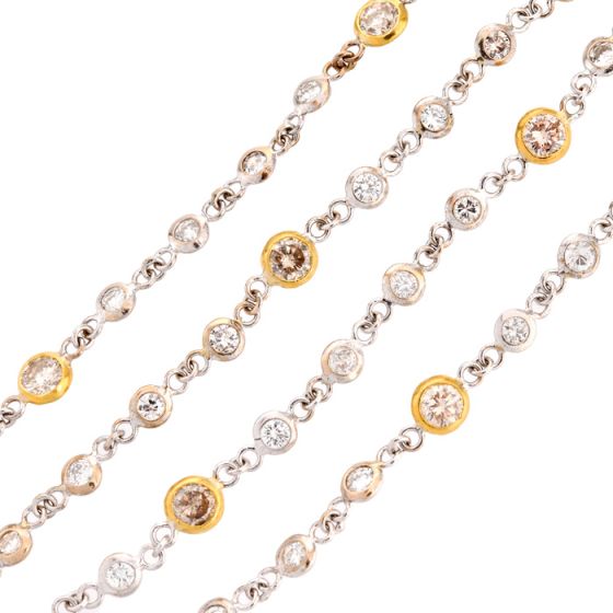 Estate 15.75cts Diamond 14K Two Tone Long By the Yard Necklace-Dover Jewelry