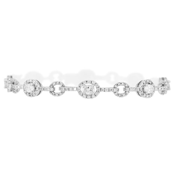 Estate 4.00 carat Diamond 18K Gold Oval Halo Link Bracelet |Dover Jewelry|