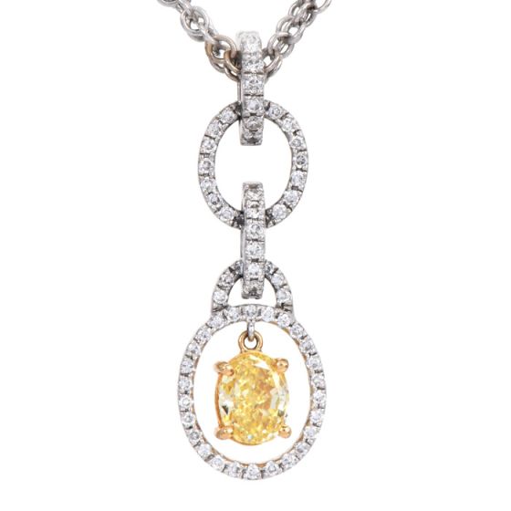 Leo Pizzo Fancy  Yellow Diamond 18k Gold Dangle Pendant Necklace