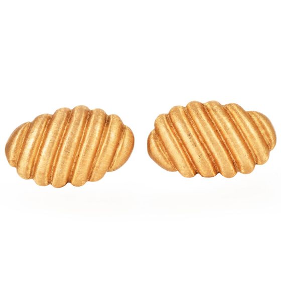 Vintage 1970s Buccellati 18K Gold Oval Ridged Cufflinks|DoverJewelry|