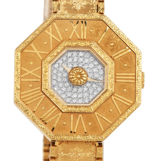 Buccellati Oktachron Diamond Dial 18k Yellow Gold Quartz Watch |Dover Jewelry|