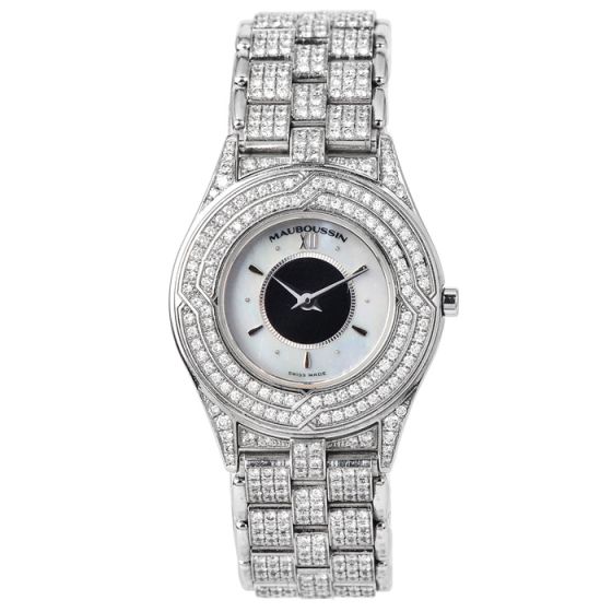 Chopard Mauboussin Diamond Mother of Pearl 18K White Gold Wristwatch|Dover Jewelry|