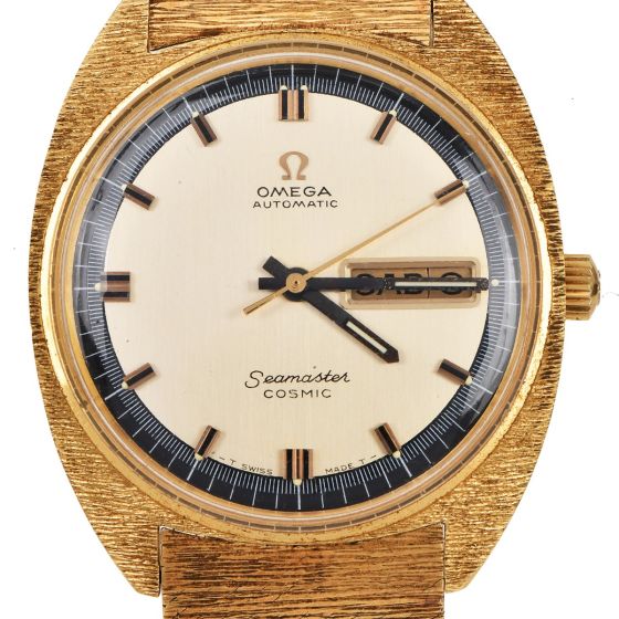 Omega Vintage Seamaster Cosmic 18K Bark-Finish Yellow Gold Watch
