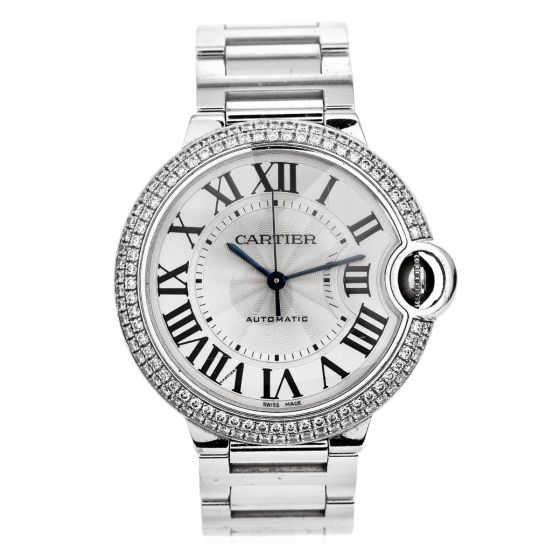 Cartier Ballon Bleu 36mm Diamond 18K Watch Ref 3004 Box Papers 