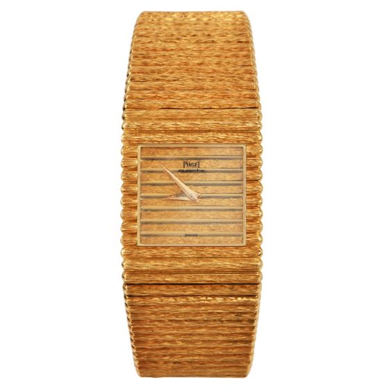 1980s Piaget Polo 18K Yellow Gold Textured Watch Ref 7131 C516