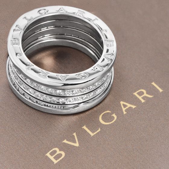 Bvlgari B.Zero1 4-Band Eternity Ring in 18K White Gold Pavé Diamonds