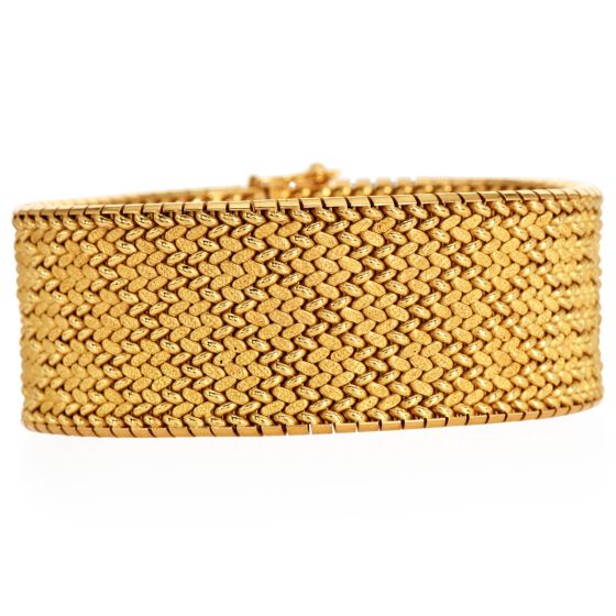 French Caplain Paris 18K Yellow Gold Textured Wrap Bracelet