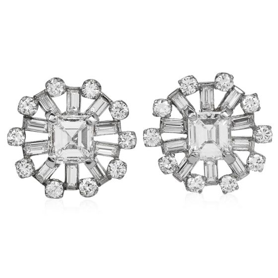 GIA 7.42cttw Diamond Platinum Star Statement Earrings|Dover Jewelry|