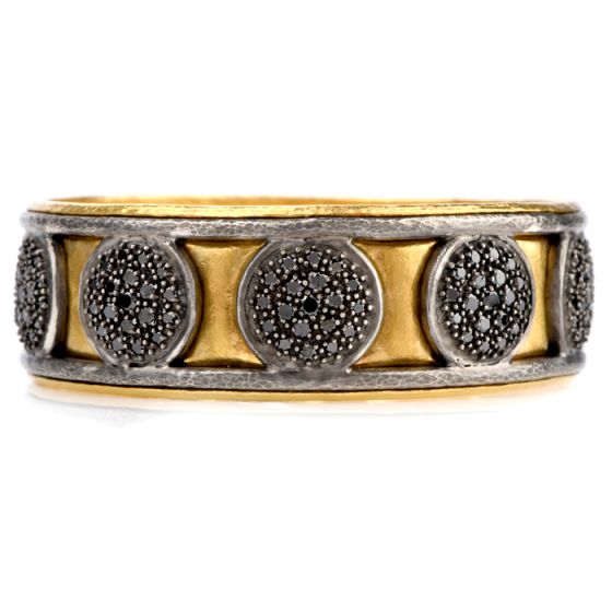 Vintage Durhan Black Diamond 24K/Silver Wide Bangle Bracelet