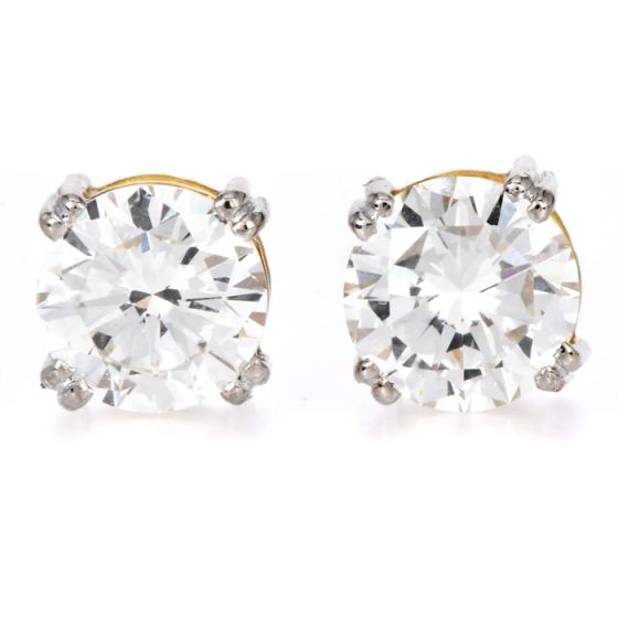 GIA 3.43 carats Natural Diamond J/VS1 18K Gold Brilliant Round Classic Stud Earrings |DoverJewelry|