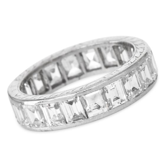 Vintage Carre-Cut Diamond 4.00ct Platinum Eternity Band Ring