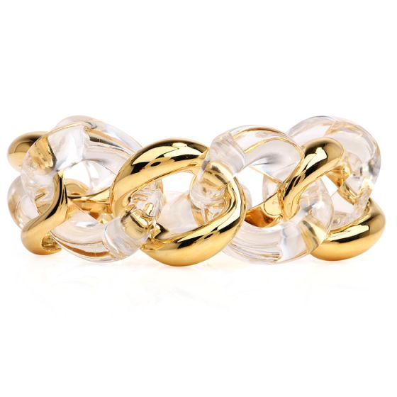 Seaman Schepps Rock Crystal 18K Gold Large Link Bracelet-Dover Jewelry