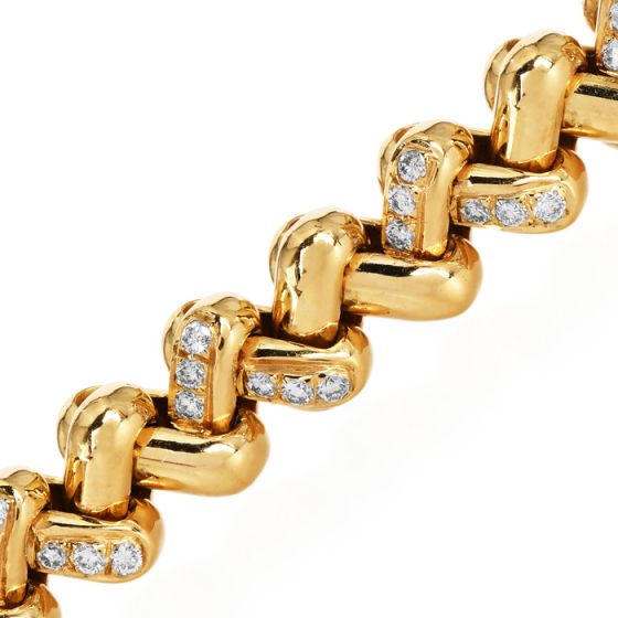Estate 2.70Cts Diamond 18K Gold Braided Link Bracelet|Dover Jewelry|