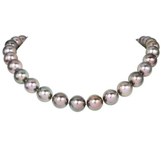 Estate Aubergine Pearl Diamond Emerald 18K Clasp Statement Necklace |Doverjewelry|