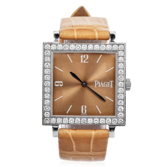 Piaget Altiplano Diamond P10131 18K Gold Square Champagne Watch