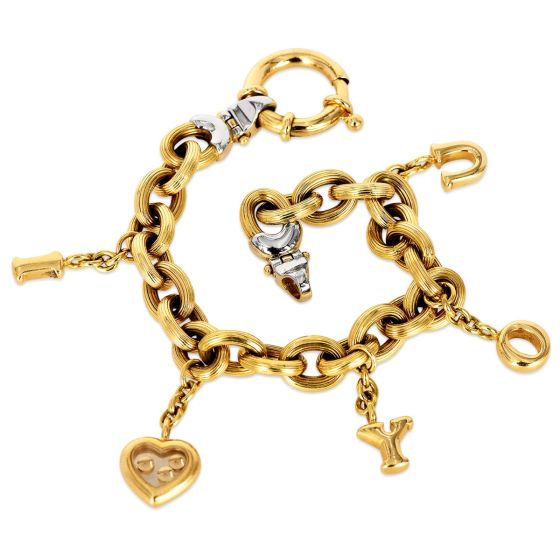 Chopard Happy Diamonds 'I Love You' Charm 18K Gold Bracelet 