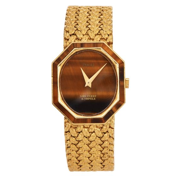 Piaget 1970s  Tiger’s Eye Dial Octagon  18K Yellow Gold Watch 