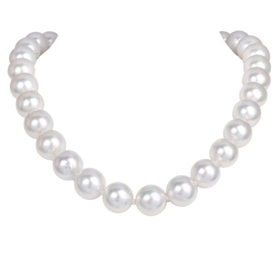 13MM South Sea Pearl Choker Necklace with Diamond Accented Gold Clasp 
