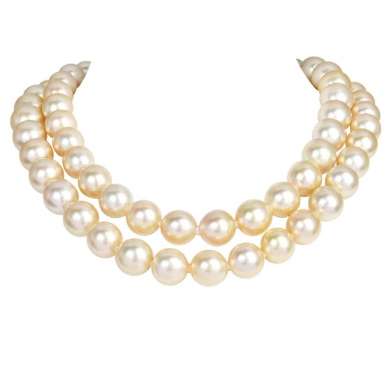 Golden Tahitian South Sea Pearl Necklace 14-12mm, 34 Inches long