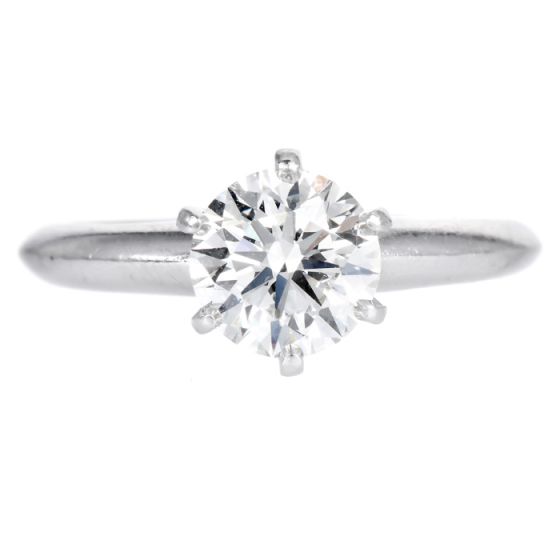 Tiffany & Co. 1.36 carat Round Diamond Platinum Estate Solitaire Ring