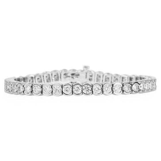 Estate Classic Round Diamond 7.00 Carats 14K White Gold Tennis Bracelet  |Dover Jewelry|