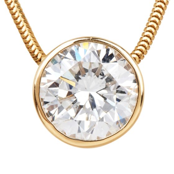 4.12 carat Natural Diamond 14K Gold Solitare Necklace