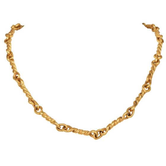 Jean Mahie 22K Yellow Gold Twisted  Link Necklace