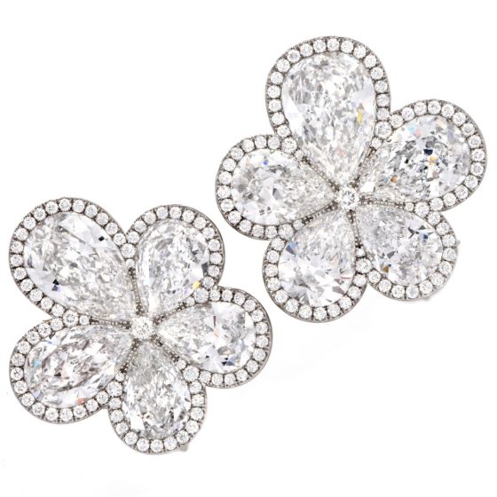 William Goldberg GIA 14.90cttw Diamond Orchid Flower Cluster Platinum Earrings