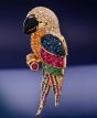 Asprey London Diamond 16.10cts Multigems 18K Gold Parrot Brooch pin
