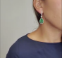 Certified GIA Pear Colombian Emerald Diamond 18 Karats Gold Dangle Drop Earrings.        8693.02