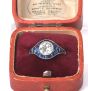 Deco Old Cut Diamond 2.47cttw Sapphire Platinum Halo Engagement Ring