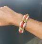 1970's Coral 18K Yellow Gold Link French Bangle Bracelet