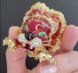 Frascarolo Vintage Enameled Diamond Lion Head Brooch Pin. 830601