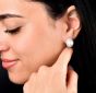 12mm Pearl & Diamond 18K White Gold Halo Stud Earrings