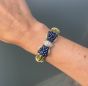 Estate Diamond Sapphire 18K Gold Bow Cuff Bangle Bracelet-Dover Jewelry
