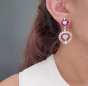 Estate Heart Diamond Ruby Gold Day & Night Earrings 588611