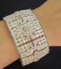 Vintage Wide Deco 50.06cts Diamond Sapphire Platinum Bracelet. DOV-01