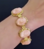 Vintage Carved Coral Cameo 18K Gold Link Bracelet. 852517