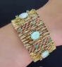 Art nouveau 1940s Opal Emerald 14K Gold Wrap Bracelet-Dover Jewelry 857603