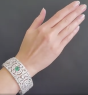 Vintage Art Deco European Diamond Emerald Platinum Wide Filigree Bracelet. 859201-ex
