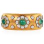 Vintage Buccellati Emerald Diamond 18K Gold Rigato Cuff Bracelet|Dover Jewelry|