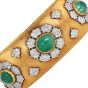 Vintage Buccellati Emerald Diamond 18K Gold Rigato Cuff Bracelet|Dover Jewelry|