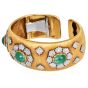 Vintage Buccellati Emerald Diamond 18K Gold Rigato Cuff Bracelet|Dover Jewelry|