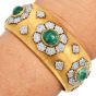 Vintage Buccellati Emerald Diamond 18K Gold Rigato Cuff Bracelet|Dover Jewelry|
