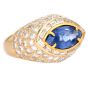  Burma No Heat Sapphire AGL Diamond 18k Gold  Marquise Ring