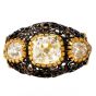 Vintage Buccellati Three-Stone Diamond 18K Gold Filigree Dome Ring 