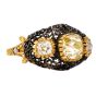 Vintage Buccellati Three-Stone Diamond 18K Gold Filigree Dome Ring 