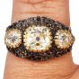 Vintage Buccellati Three-Stone Diamond 18K Gold Filigree Dome Ring 
